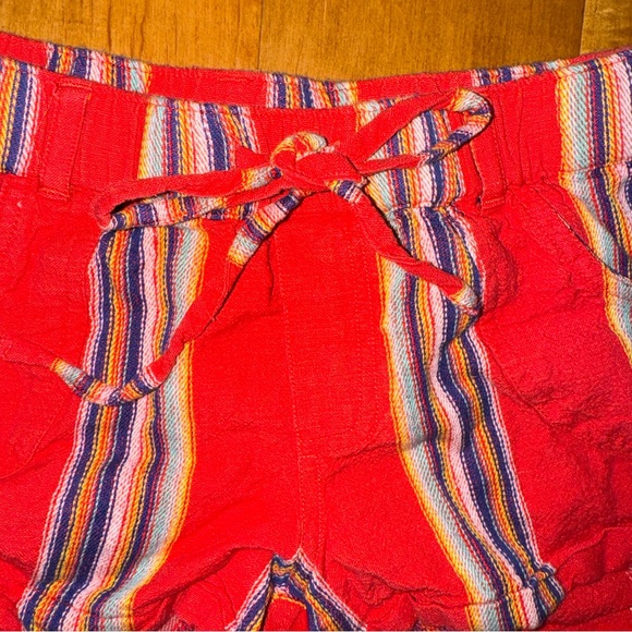 Roxy Red Mini Micro Shorts 100% Cotton with Colorful Embroidered Stripes - Picture 3 of 6